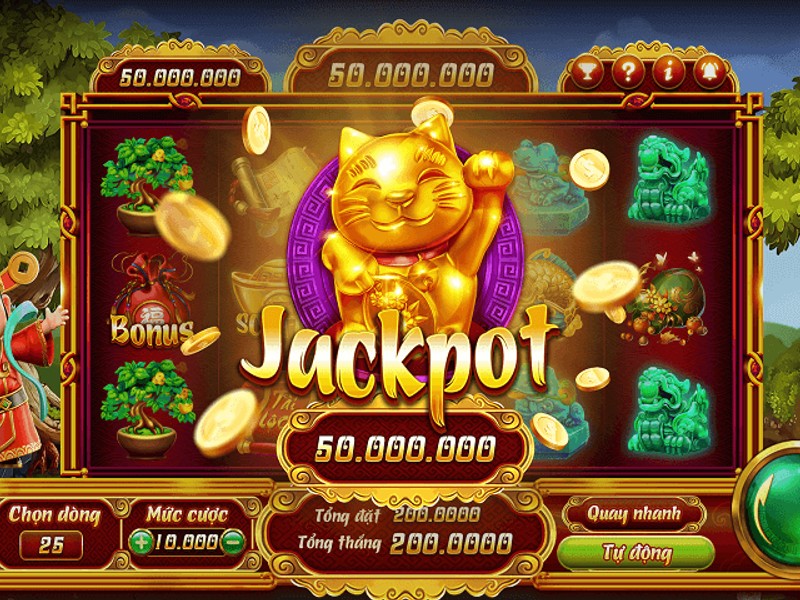 Hình ảnh máy đánh bạc (slot game) với biểu tượng tiền vàng